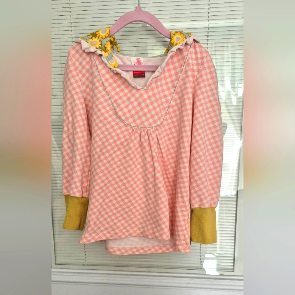 Matilda Jane Serendipity Pink Checkered Hooded Lightweight Sweatshirt